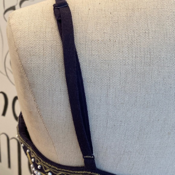 Inc International Concepts Navy Cotton Dress w Beading & Embroidery/ Size L - Picture 6 of 11